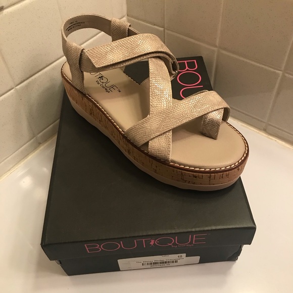 Corkys Shoes - Champagne Strappy platform sandal NWT